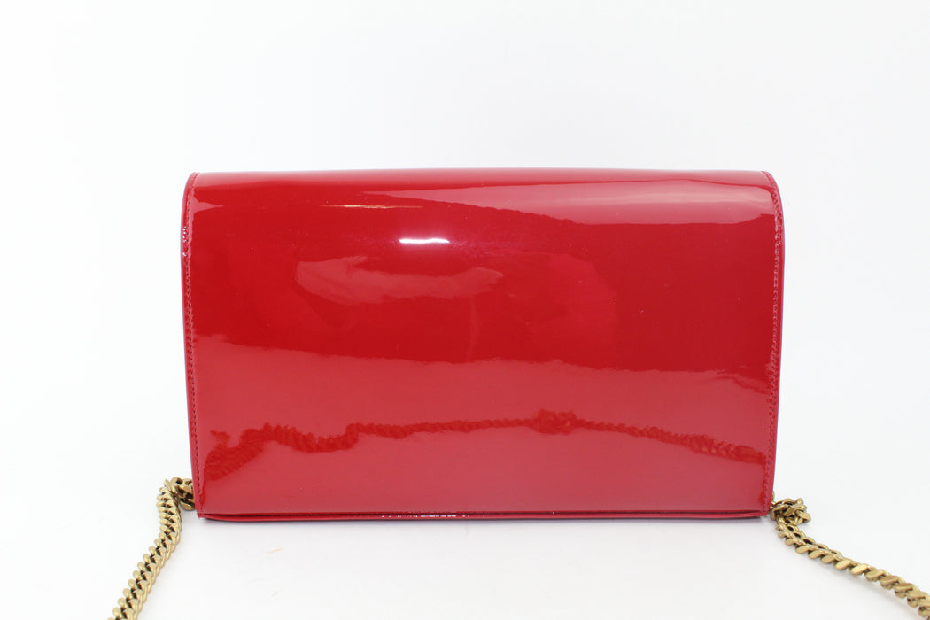 SAINT LAURENT PATENT MONOGRAM KATE CHAIN BAG RED 