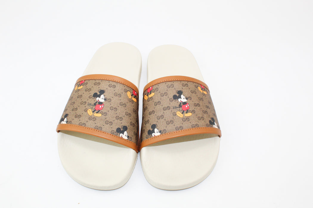 Gucci X Disney Mickey Mouse Supreme Mini Canvas GG Slides