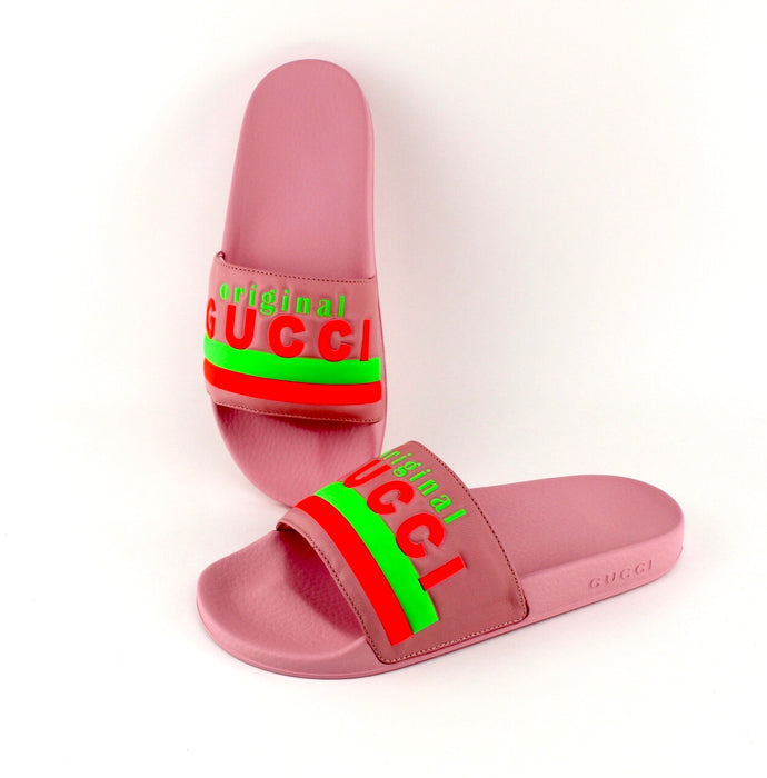 Pink Pursuit Slide Sandal Gucci GUCCI PURSUIT PUFFER SLIDES PINK