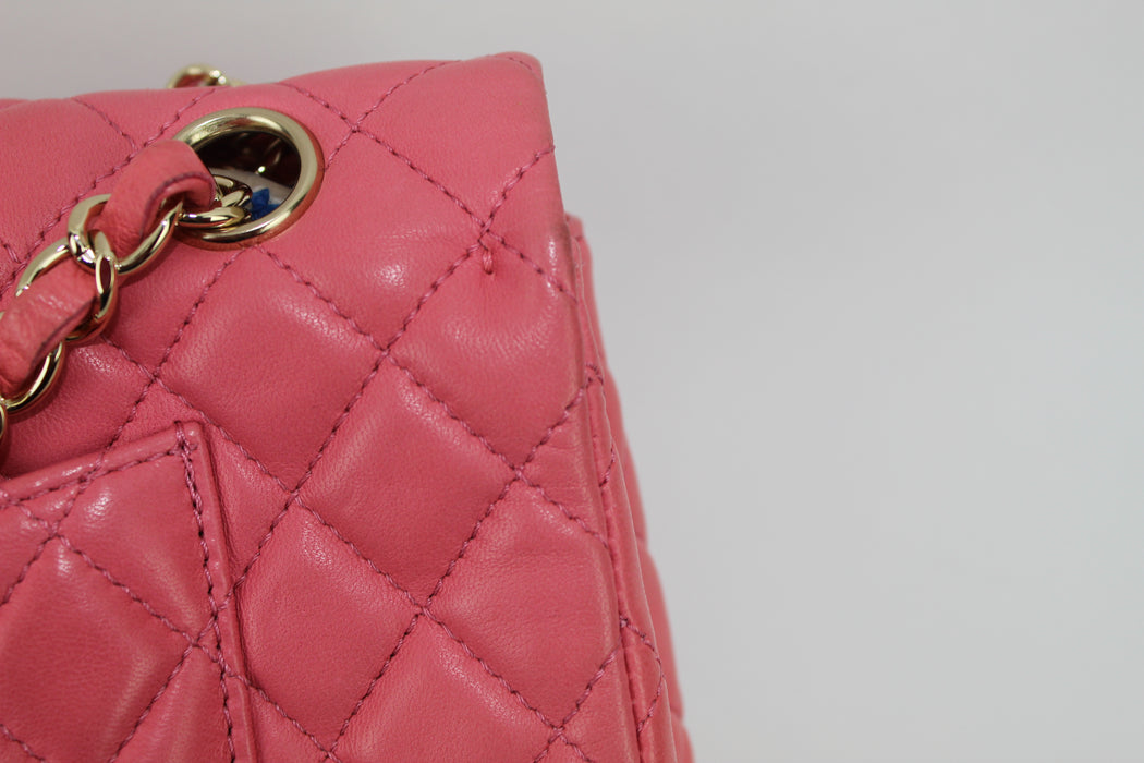 CHANEL SMALL LAMBSKIN FLAP BAG IN PINK - LuxurySnob
