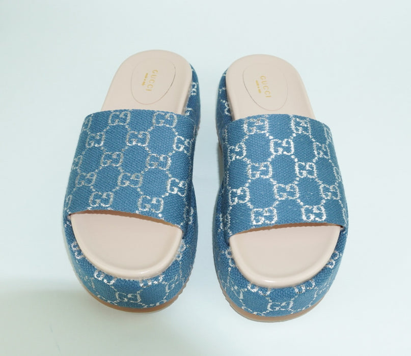Gucci Platform Slide Sandals in Canvas