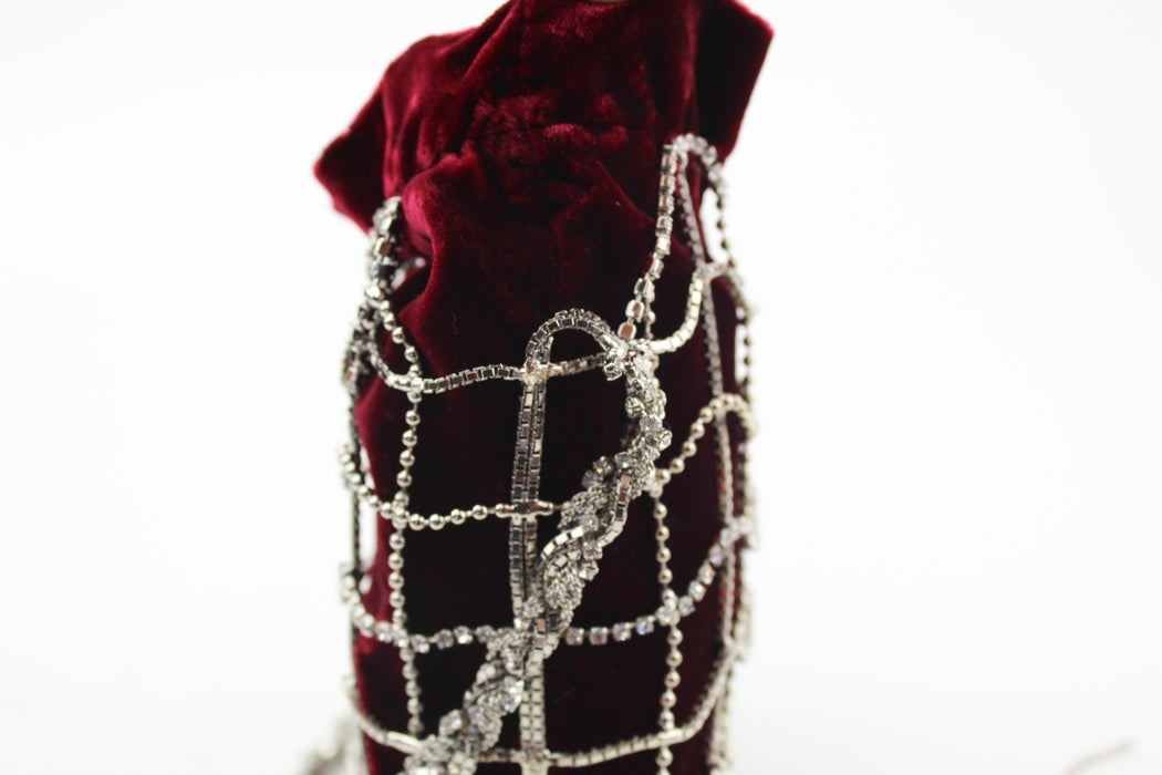 Dolce & Gabbana Velvet Burgundy Chain around clutch