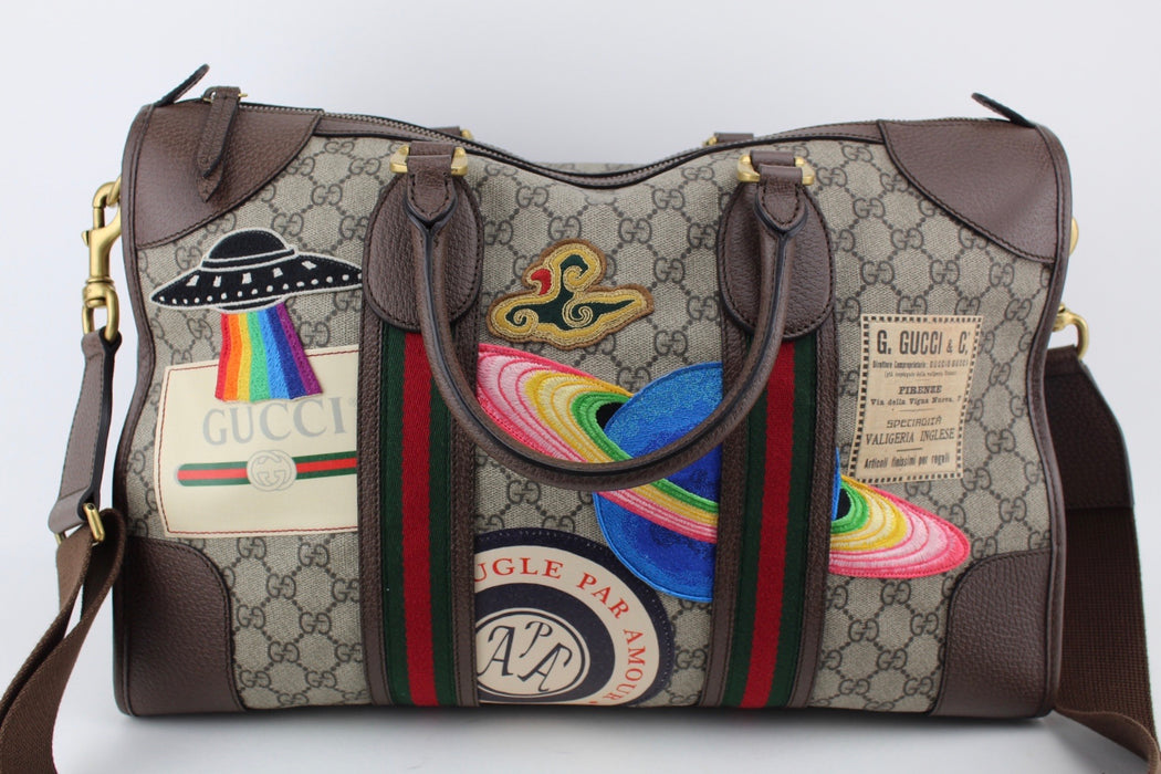 GUCCI BEIGE GG COATED CANVAS SOFT DUFFLE BAG 