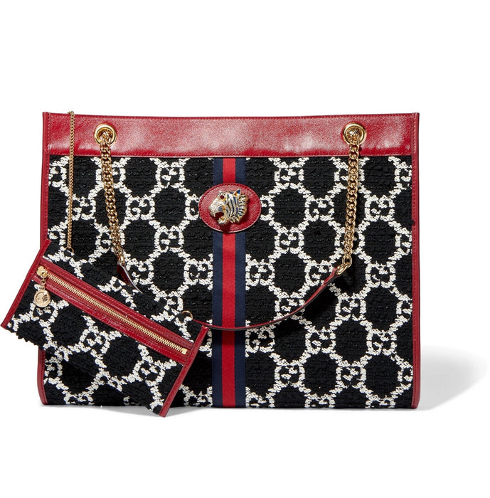 GUCCI LARGE RAJAH TWEED TOTE BAG