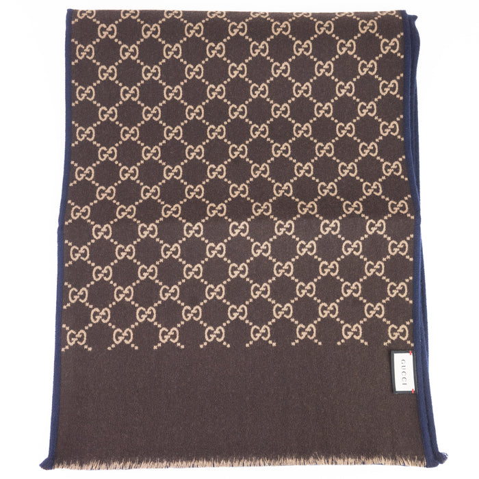 Gucci GG Monogram Wool Scarf in Brown