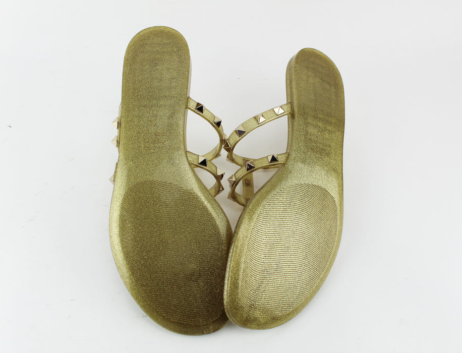 Valentino Garavani Rockstud Jelly Sandals Gold