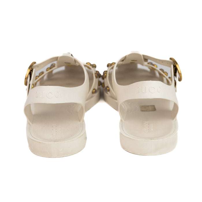 Gucci White Rubber Sandal with Crystals size 38