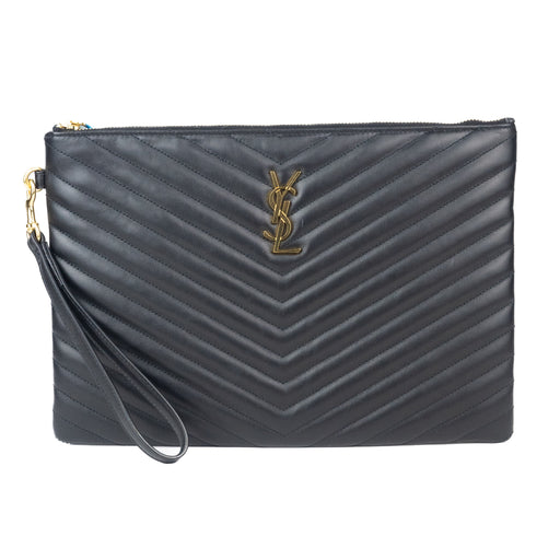 Saint Laurent Monogram Wristlet in Matalasse Leather