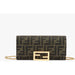 Fendi Continental Wallet with Chain in Brown Fabric