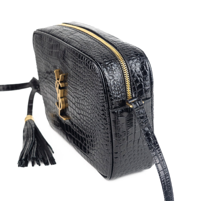 Saint Laurent Croc Embossed Lou Camera bag