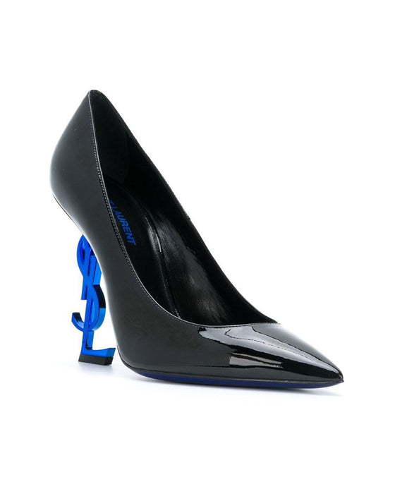 Saint Laurent Opyum Patent Leather Pumps Black Blue
