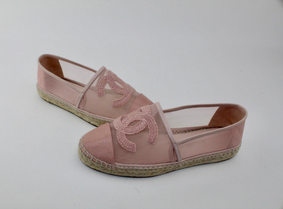 Chanel Mesh Grossgrain Pink Espadrilles