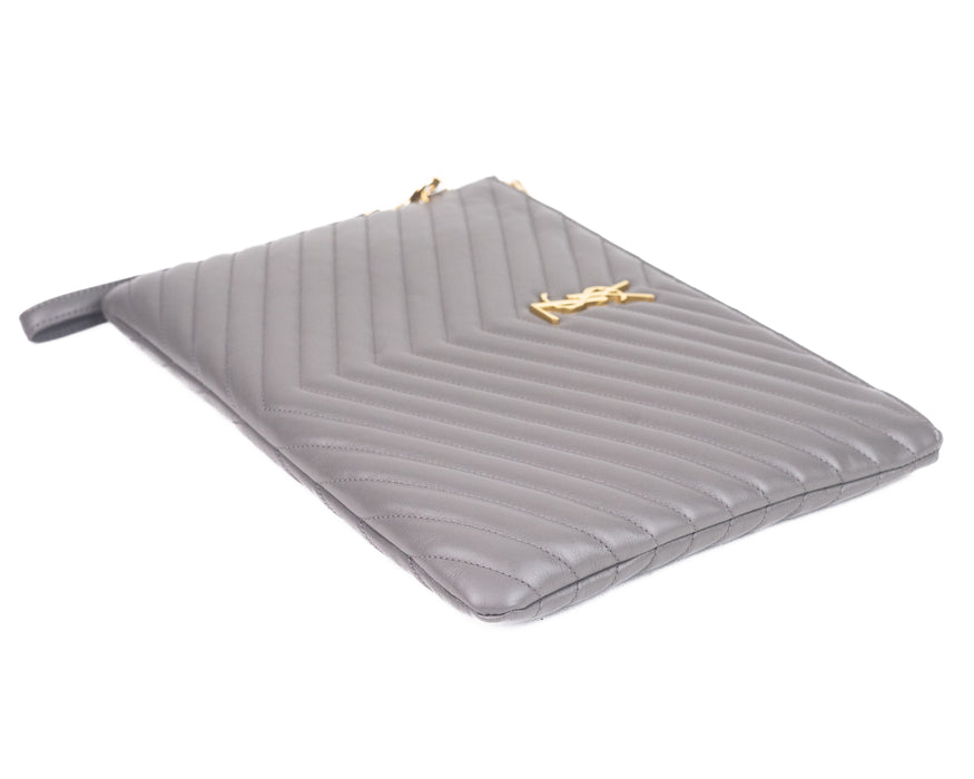 Saint Laurent Matelasse Pouch Grey