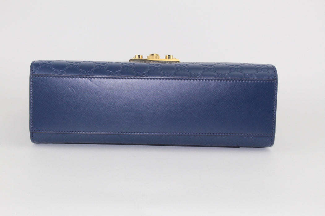 GUCCI NAVY GUCCISSIMA LEATHER PADLOCK SHOULDER BAG