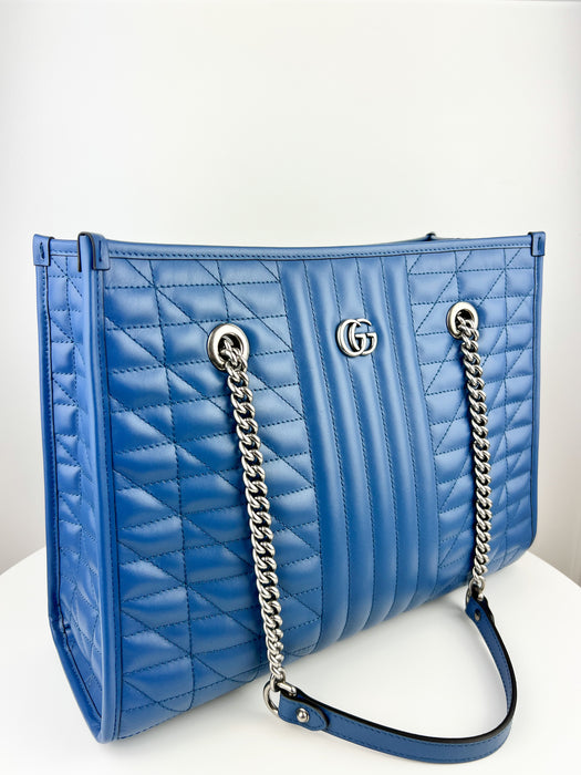 Gucci GG Marmont medium tote blue
