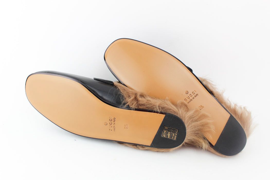 Gucci Tiger Patch Princetown Fur-lined Loafers