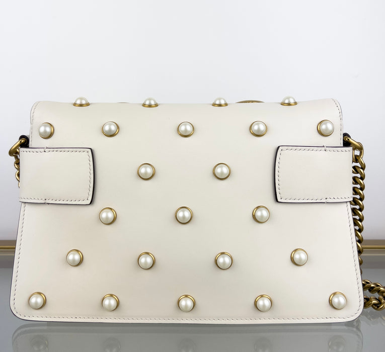 Gucci Broadway Pearly Bee Shoulder Bag Embellished Leather
