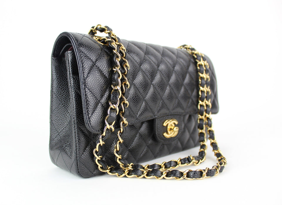 Chanel Medium Classic Handbag in Black Grained Calfskin and Gold-Tone Metal