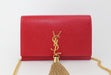 SAINT LAURENT KATE TASSEL BAG RED