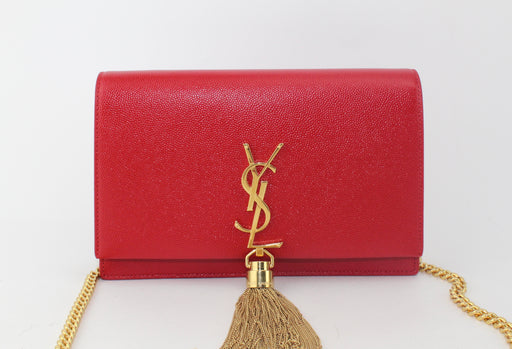 SAINT LAURENT KATE TASSEL BAG RED