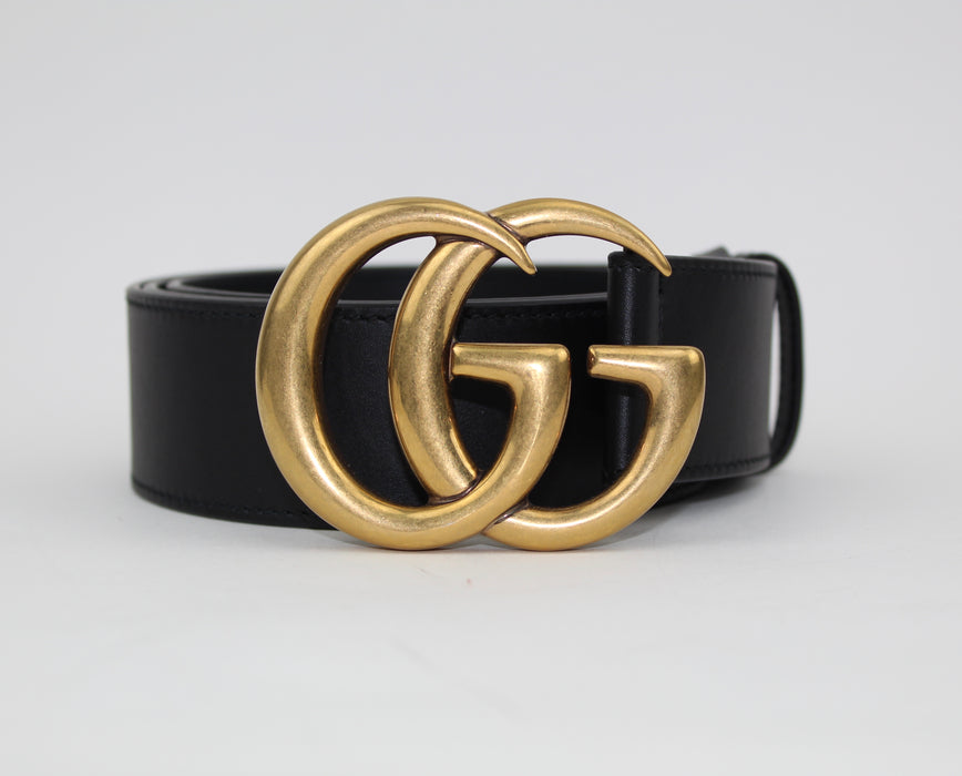 GUCCI LEATHER BELT WITH DOUBLE G BUCKLE - LuxurySnob