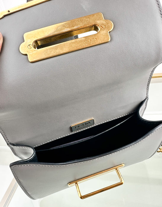 Prada Cahier Shoulder Bag Grey