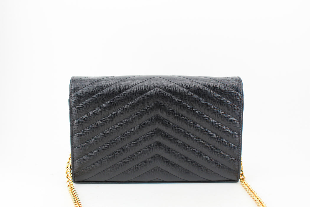 Saint Laurent Monogram Chain Wallet Black