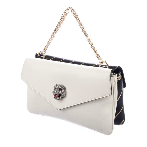 Gucci Black/White Leather Thiara Medium Double Shoulder Bag