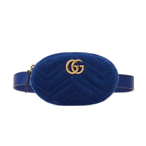 Gucci Marmont Small Velvet Belt Bag in Blue