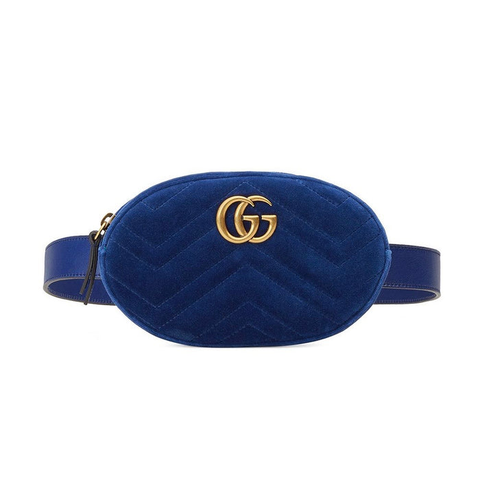 Gucci Marmont Small Velvet Belt Bag in Blue