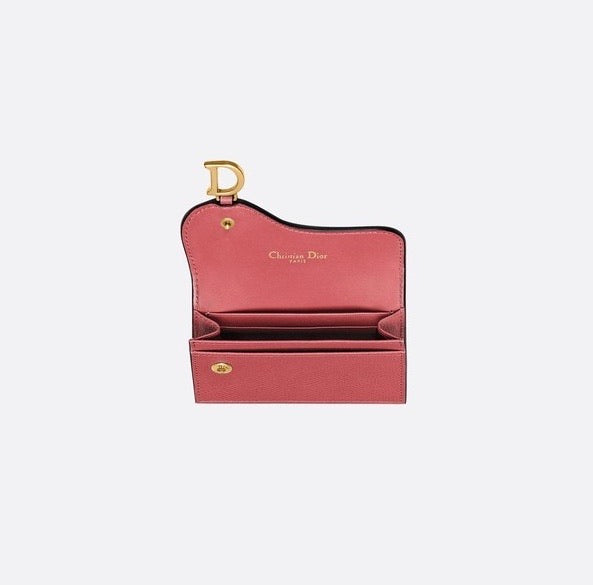 DIOR SADDLE FLAP CARD HOLDER DUSTY PINK