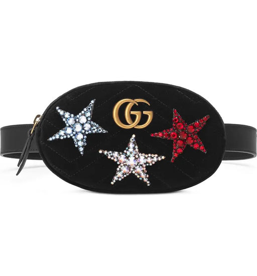 Gucci Small Matelasse Crystal Star Velvet belt bag