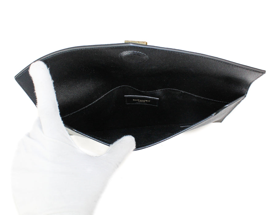 Saint Laurent Uptown Pouch in Grain De Poudre Embossed Leather