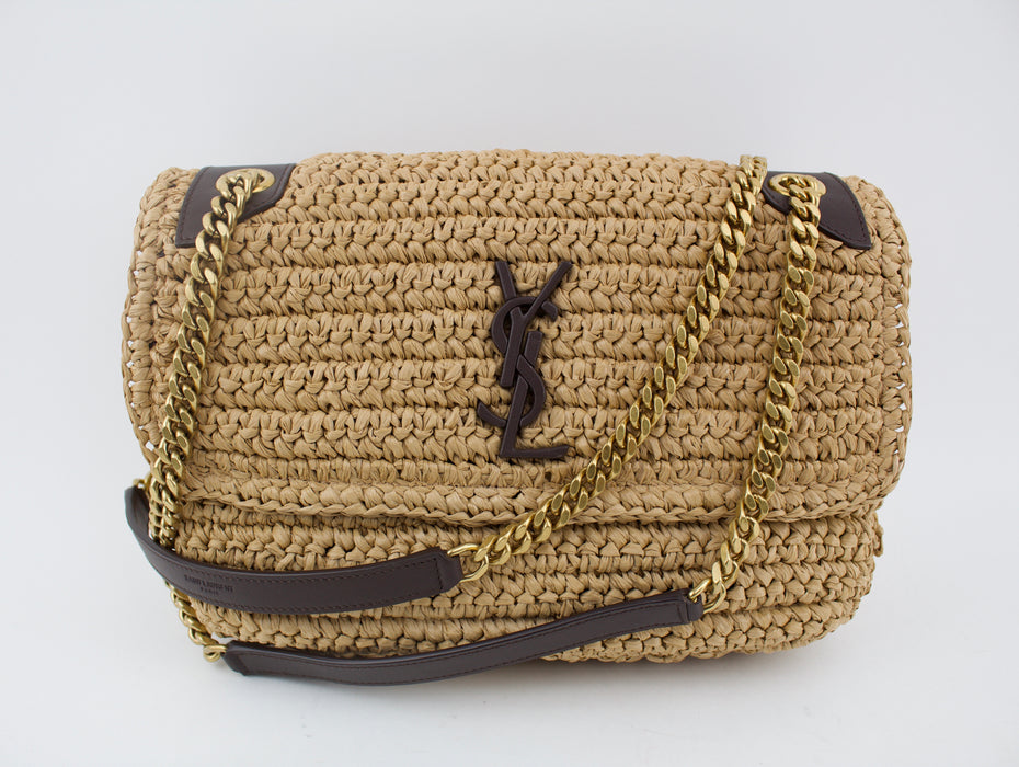SAINT LAURENT NIKI MEDIUM IN RAFFIA AND LEATHER