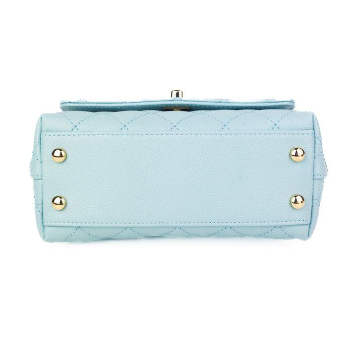 Chanel Mini Top Handle Flap Bag in light blue