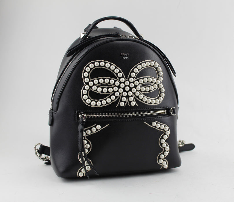 FENDI MINI PEARL BOW LEATHER BACKPACK - LuxurySnob