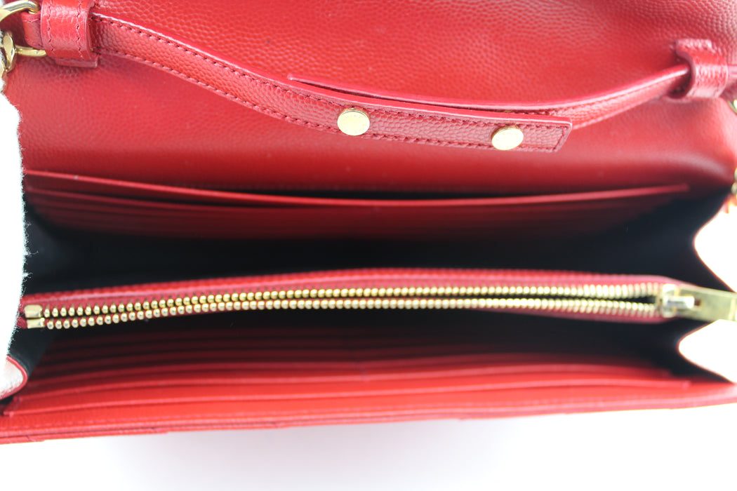 Saint Laurent Monogram Leather Chain Bag Red