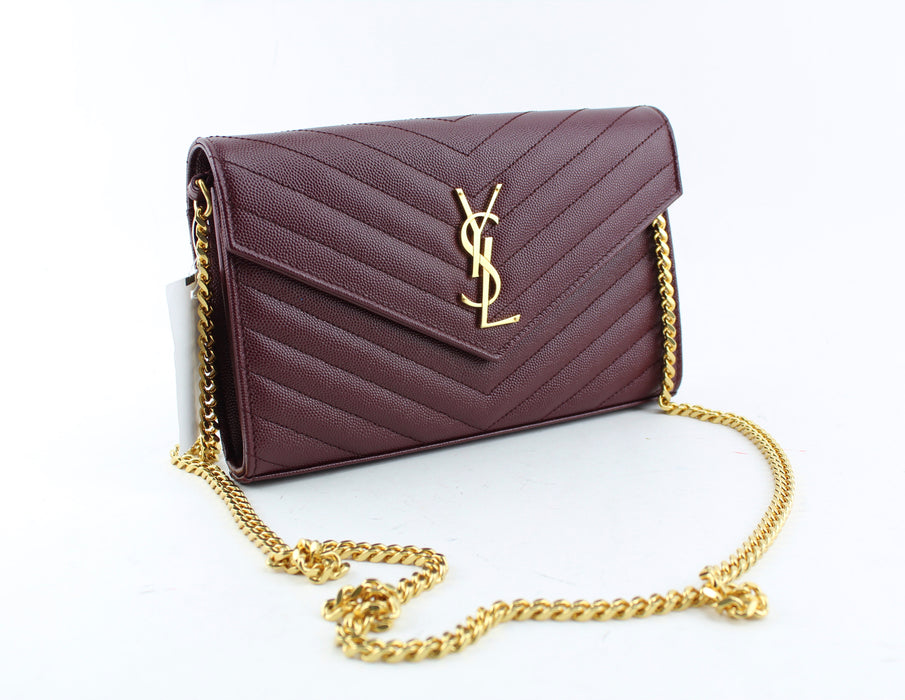 YSL MONOGRAM CHAIN BAG IN ROUGE LEGION - LuxurySnob