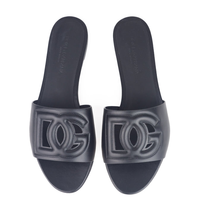 Dolce and Gabbana Calfskin slides with DG Millennials logo