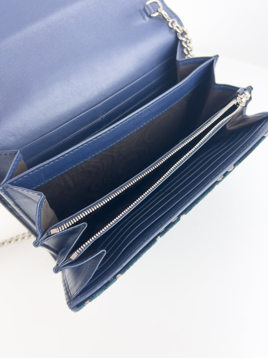 Gucci GG Velvet Dionysus Wallet On Chain Blue