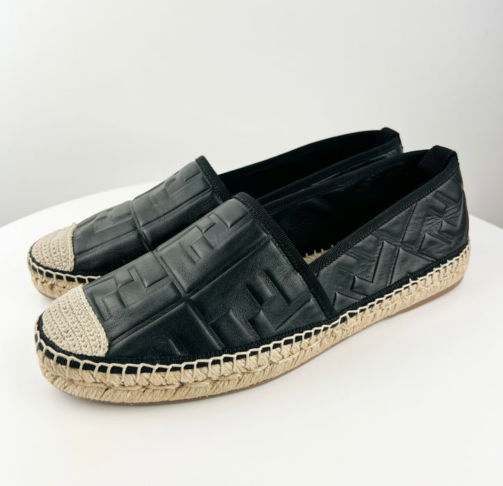 Fendi FF Logo Leather Espadrilles