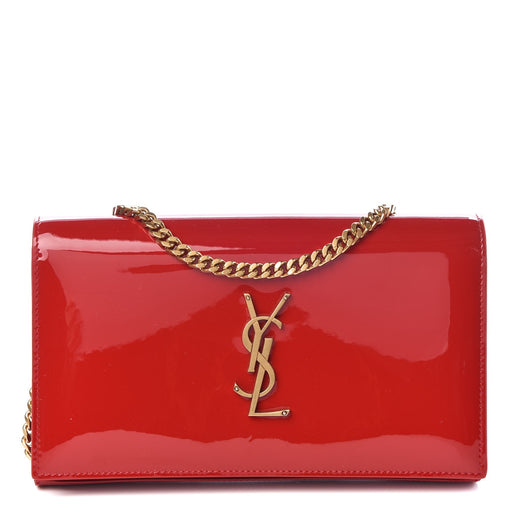 SAINT LAURENT PATENT MONOGRAM KATE CHAIN BAG RED 