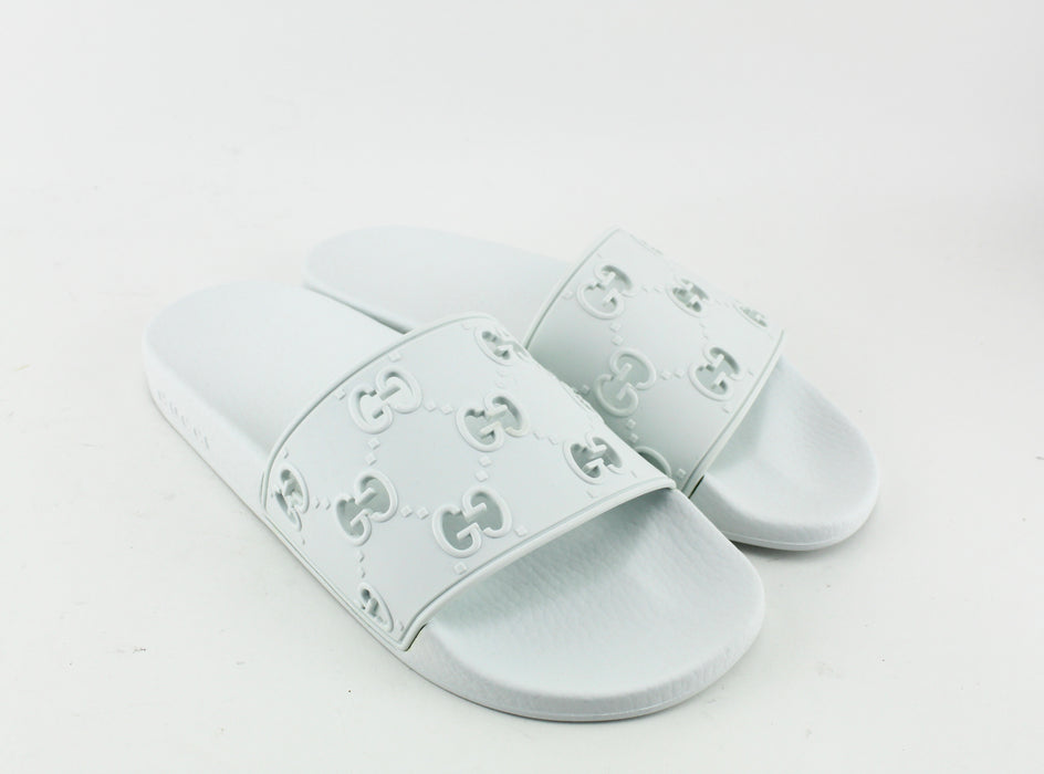 Gucci Rubber GG Slides White