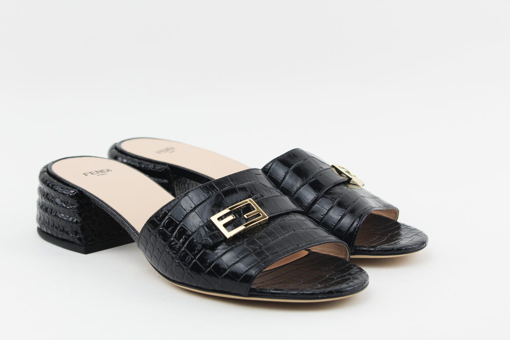 Fendi Mock Croc FF Slide Sandal