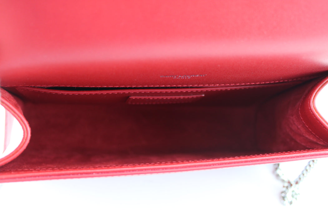 Saint Laurent Red Leather Medium Kate YSL Tassel Chain Bag