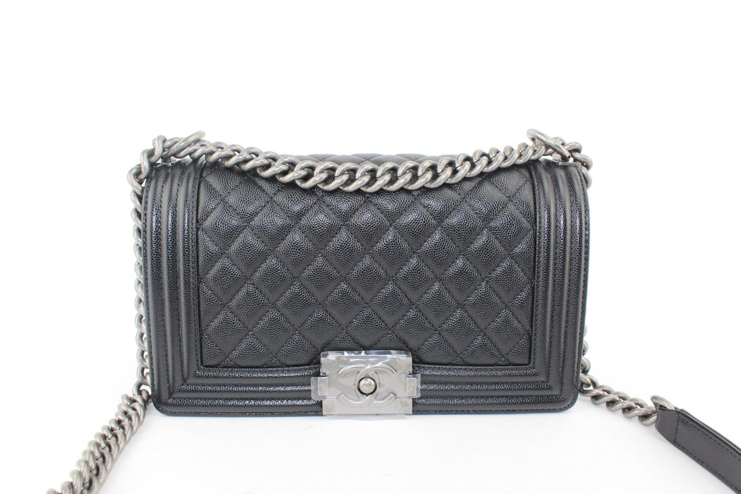 Chanel Caviar Medium Boy Bag in Black