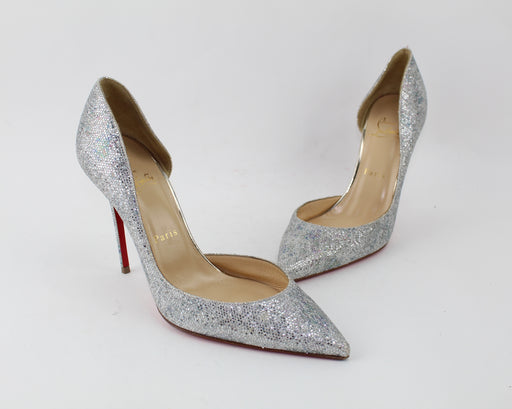 CHRISTIAN LOUBOUTIN IRIZA HALF D'ORSAY GLITTER PUMP SIZE 39 - LuxurySnob