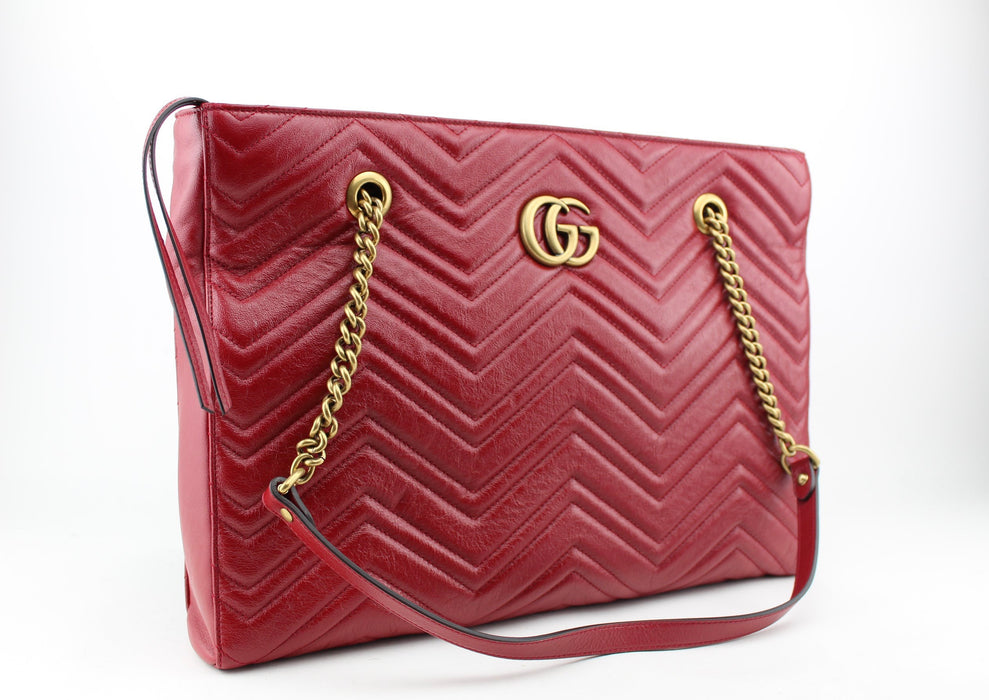 Gucci GG Marmont Matelasse Medium Tote Red