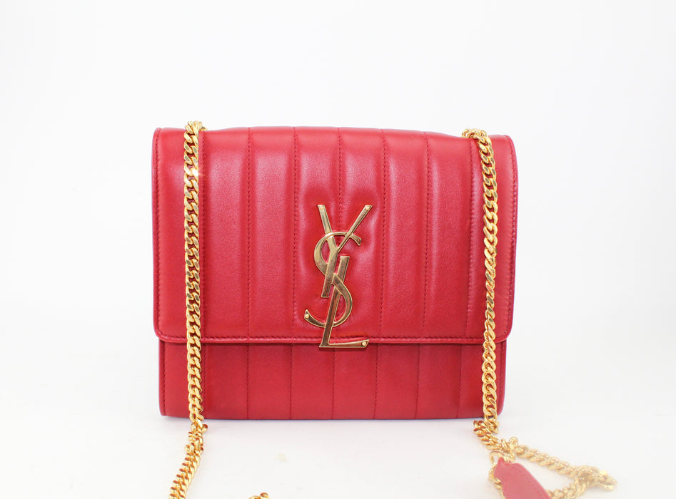 Saint Laurent Vicky Chain Wallet in quilted leather