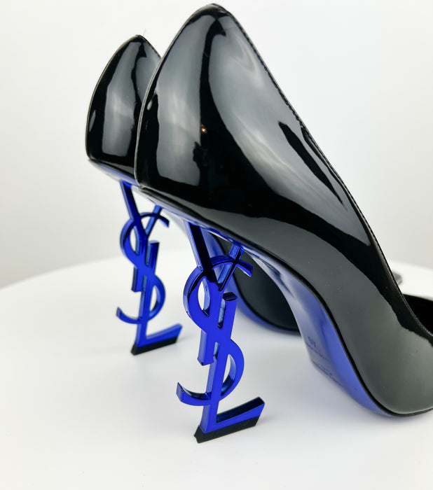 Saint Laurent Opyum Patent Leather Pumps Black Blue